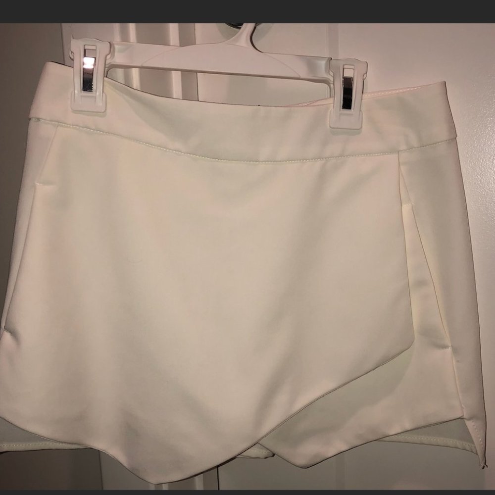 Aqua White Asymmetrical Skort